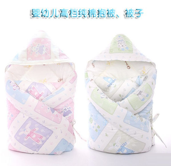 堡嬰寶粉紅嬰兒夾棉抱被