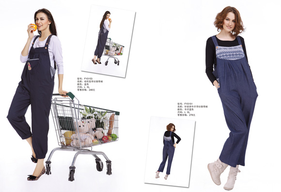 豐孕孕婦背帶褲牛仔藍(lán)