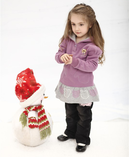 小熊B琪紫色可愛(ài)女童外套