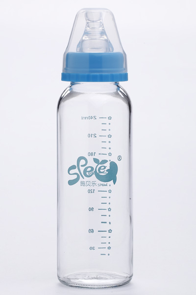 施貝樂直身玻璃奶瓶藍(lán)色240mlLBZ08