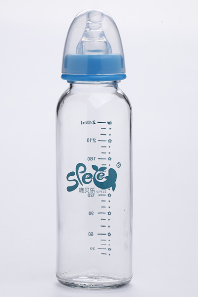 施貝樂(lè)藍(lán)色直身玻璃奶瓶240mlLBZ08
