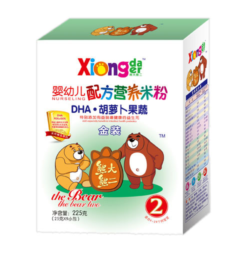 熊大熊二DHA胡蘿卜果蔬嬰幼兒營養(yǎng)米粉