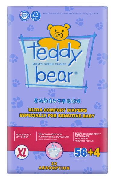 泰迪熊自然干爽升級(jí)版嬰兒紙尿褲大包裝XL碼