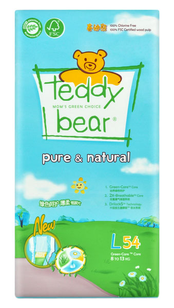泰迪熊綠色呵護(hù)嬰兒紙尿褲大包裝L碼