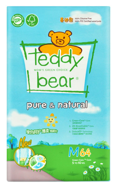 泰迪熊綠色呵護嬰兒紙尿褲大包裝M碼