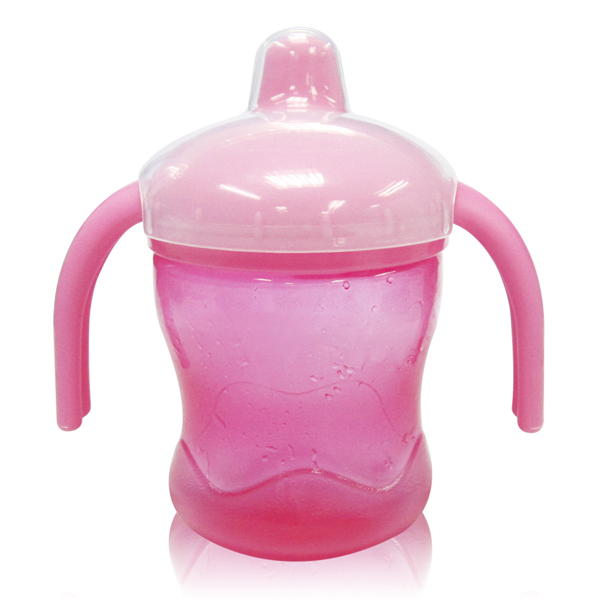 媽媽易嬰兒波浪學(xué)水杯雙耳學(xué)飲杯粉色