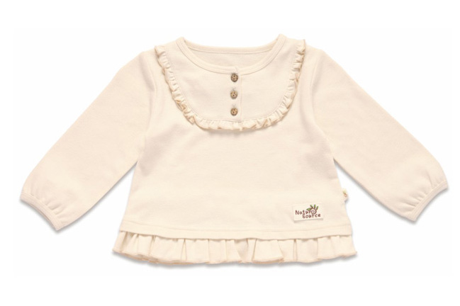 本色源木耳邊女童衫