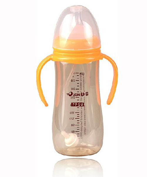 U親A313PPSU寬口大圓弧帶柄自動(dòng)奶瓶300ml