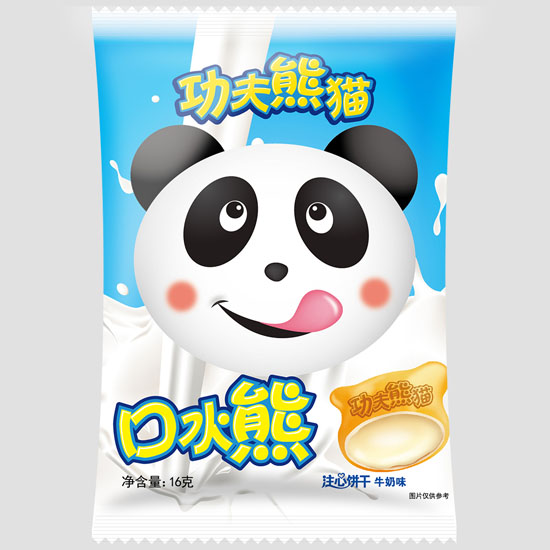 功夫熊貓口水熊注心餅干牛奶味袋裝