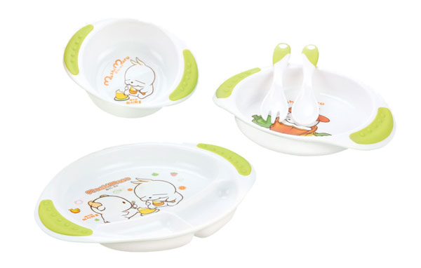 矇矇兔綠色親子餐具禮盒
