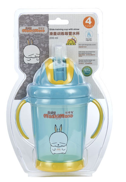 矇矇兔藍(lán)色滑蓋訓(xùn)練吸管杯