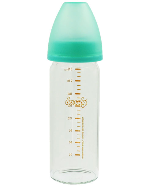 貝斯比直身晶鉆玻璃奶瓶240ml綠色