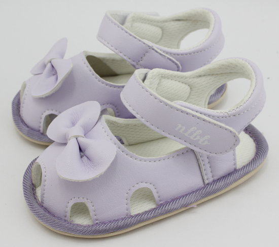娜拉寶可愛蝴蝶結(jié)嬰兒鞋粉紫色