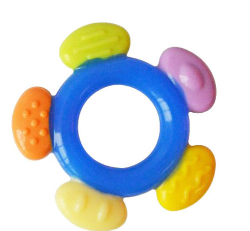 好可愛圓形全硅膠磨牙器藍(lán)色