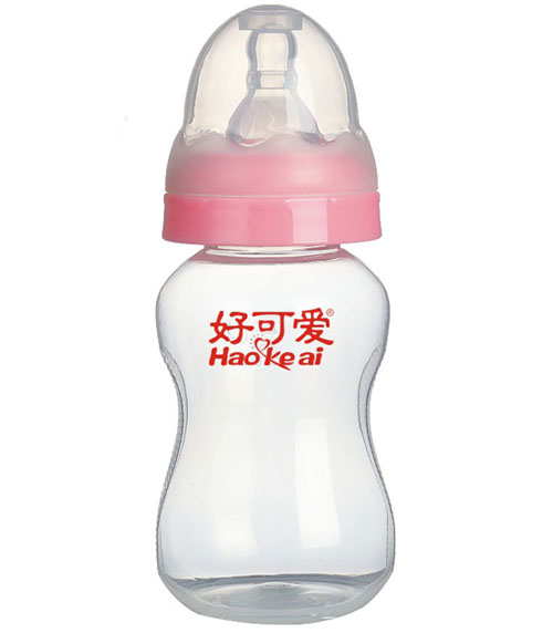 好可愛(ài)標(biāo)口弧形奶瓶180ml