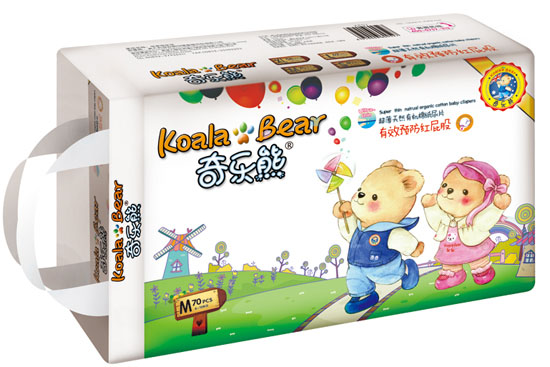 奇樂熊超薄有機(jī)棉尿片M碼70片