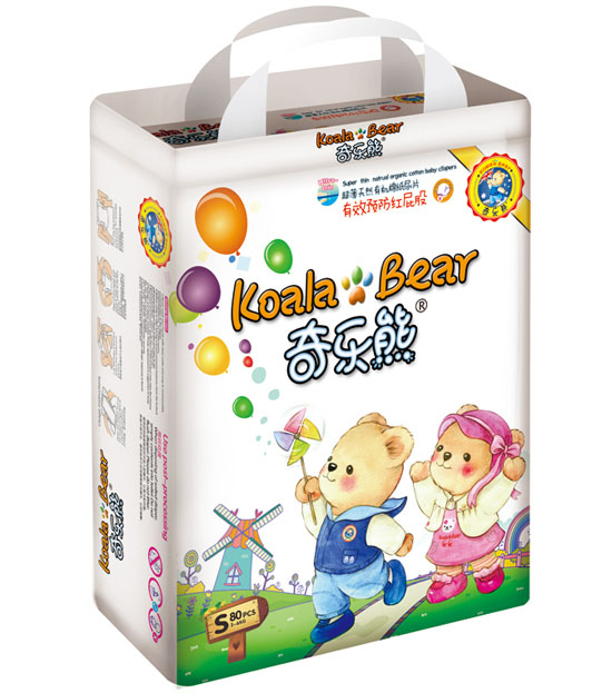 奇樂熊超薄有機(jī)棉尿片S碼80片