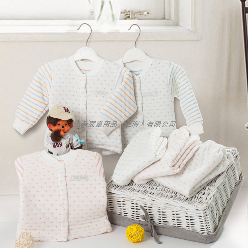 美親嬰兒有機棉點點條紋紋套裝