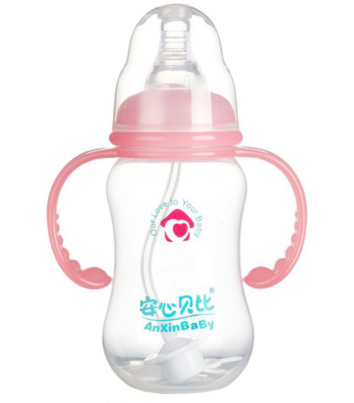安心貝比雙柄標(biāo)口自動(dòng)吸管葫蘆葫蘆奶瓶210ml