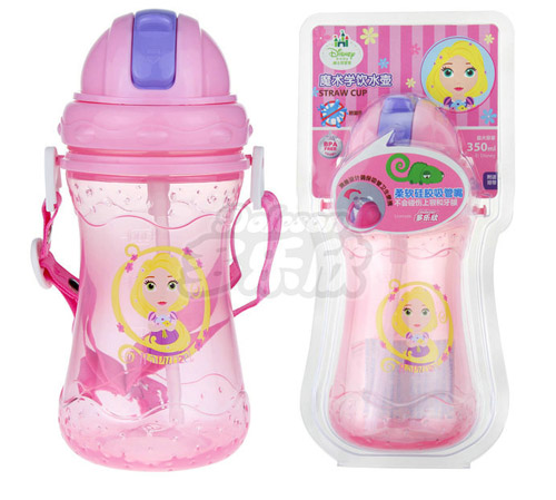 迪士尼寶寶術(shù)滑蓋學(xué)飲吸管水壺粉色長發(fā)公主