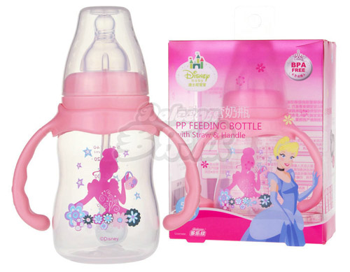 迪士尼寶寶標(biāo)口徑手柄自動吸管奶瓶(小號)140ml