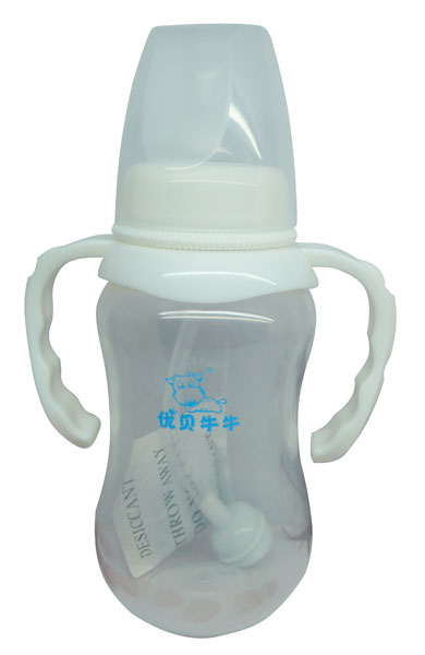 優(yōu)貝牛牛白色標口雙柄全自動PP奶瓶180ml