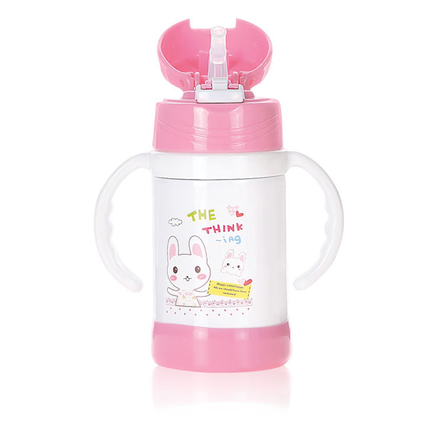 貝樂嘉粉色卡通保溫環(huán)保水壺