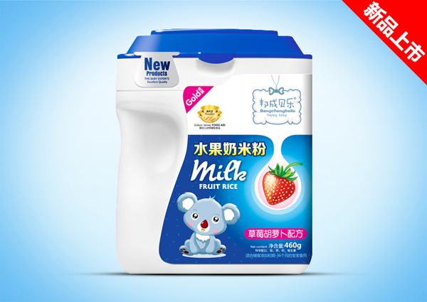 邦成貝樂(lè)草莓胡蘿卜水果奶米粉桶裝