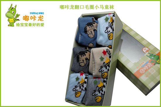 嘟咔龍熊貓汽車平板小號(hào)6雙禮盒裝童襪