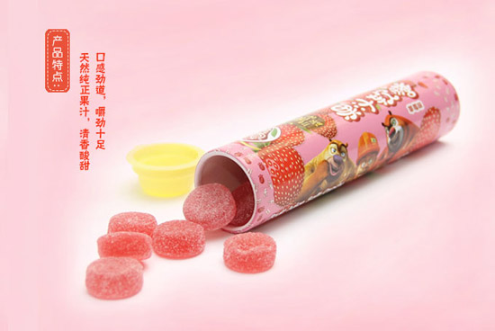 熊出沒75g圓筒果汁軟糖草莓味