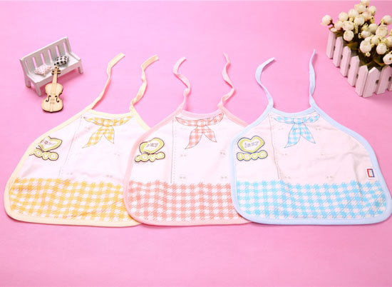 金色小魚單面竹纖維小領結口水圍