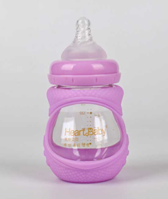 亨特貝貝寬口玻璃防摔初生瓶150ml紫色