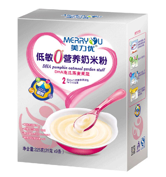 美力優(yōu)DHA南瓜燕麥果蔬低敏0°營(yíng)養(yǎng)奶米粉2段