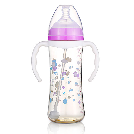 小孩國寬口時(shí)尚自動(dòng)PPSU安全奶瓶320M紫色