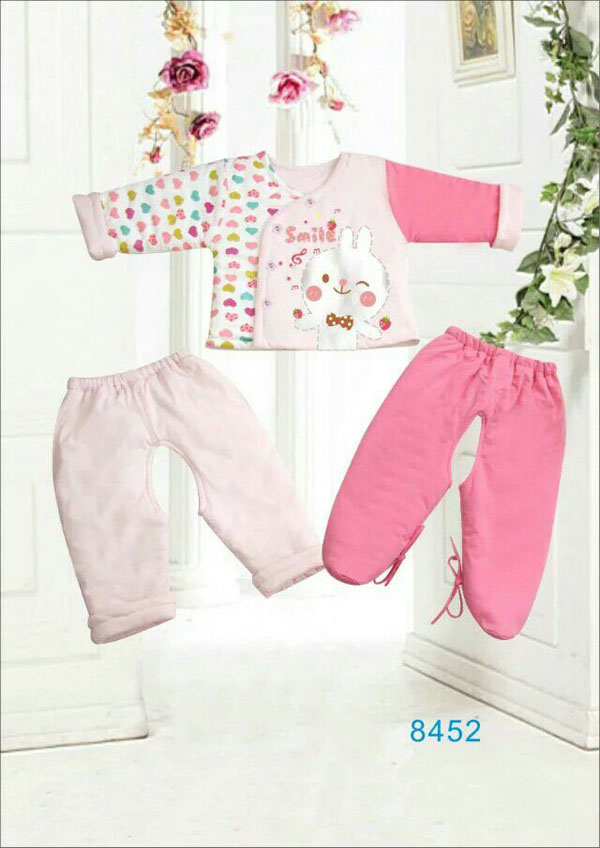 快樂小天天保暖棉衣套裝 粉色 小兔子