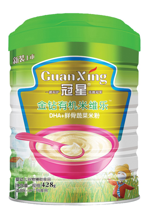 冠星DHA+鮮骨蔬菜金鉆有機(jī)米維樂428克聽裝