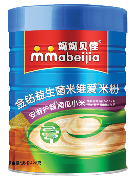 媽媽貝佳南瓜小米428克益生菌米粉聽(tīng)裝