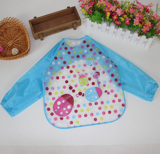 嬰兒EVA免洗吃飯衣圍兜圍嘴長(zhǎng)袖藍(lán)瓢蟲(chóng)