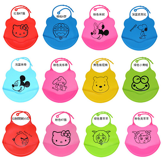 嬰兒童寶寶食用級硅膠口水巾兜食飯兜