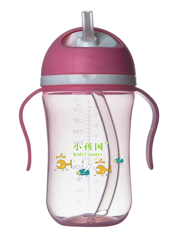 小孩國帶柄吸管水杯