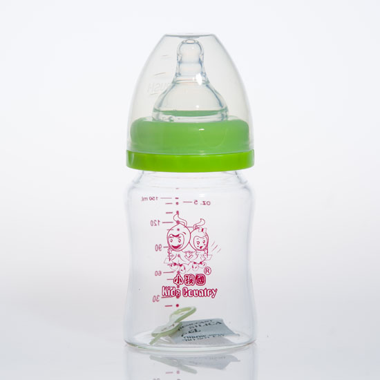 小孩國初生嬰兒寬口晶鉆玻璃奶瓶150ML綠色