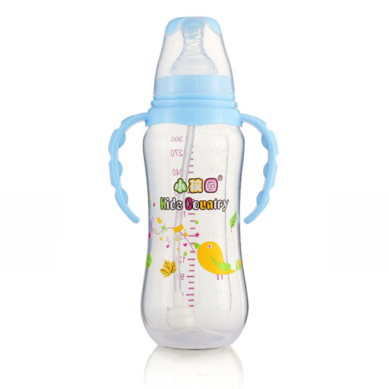 小孩國標(biāo)口自動弧形PP安全奶瓶300 ML藍色