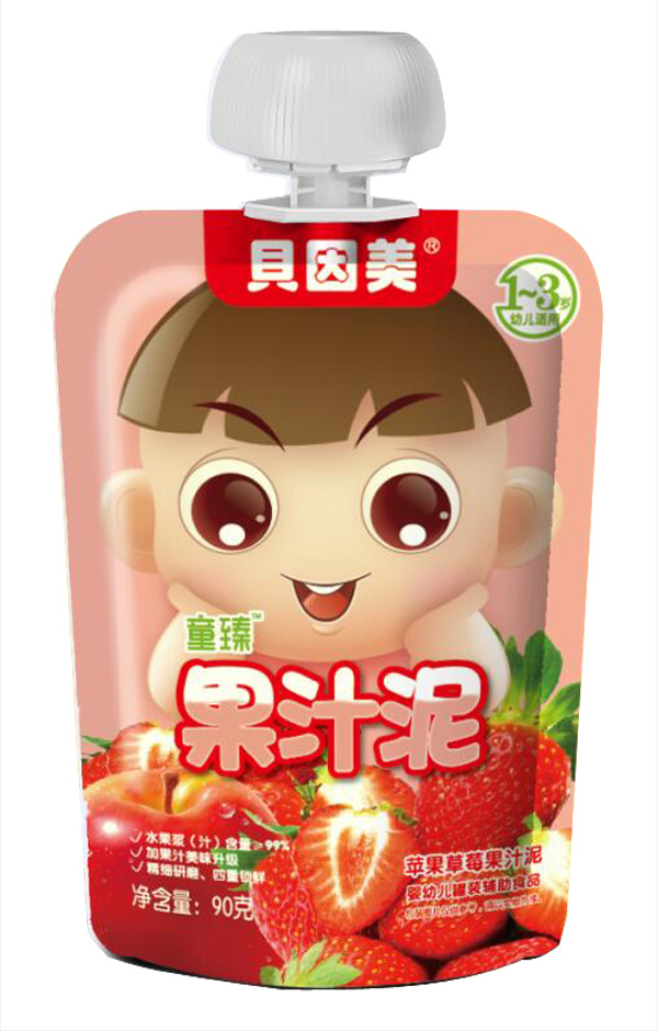 貝因美童臻蘋果草莓果汁泥