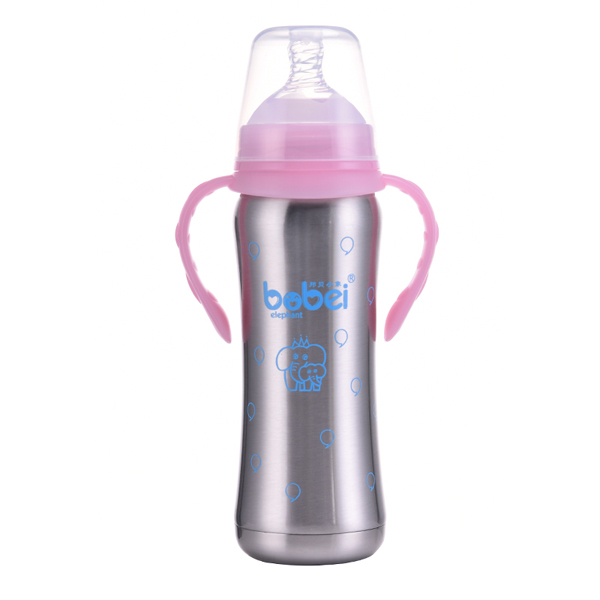 邦貝小象不銹鋼奶瓶粉色