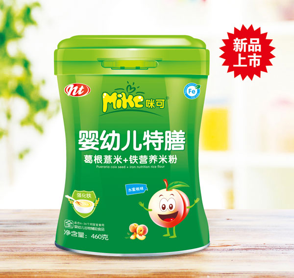 咪可嬰幼兒特膳葛根薏米+鐵營養(yǎng)米粉(水蜜桃味)