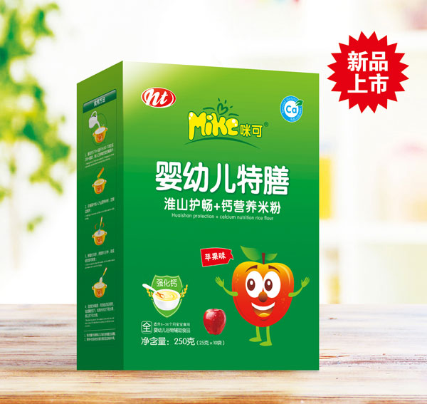 咪可嬰幼兒特膳淮山護暢+鈣營養(yǎng)米粉(蘋果味)盒裝