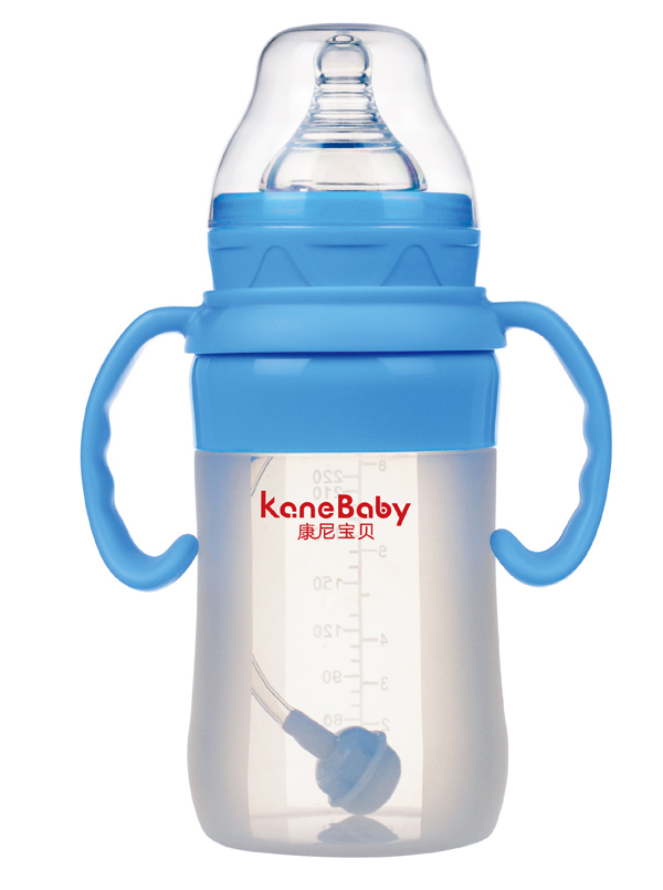康尼寶貝硅膠奶瓶 藍(lán)色 手柄款