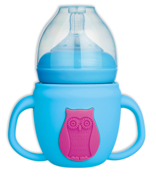 新優(yōu)怡硅膠保護(hù)層玻璃奶瓶 藍(lán)色