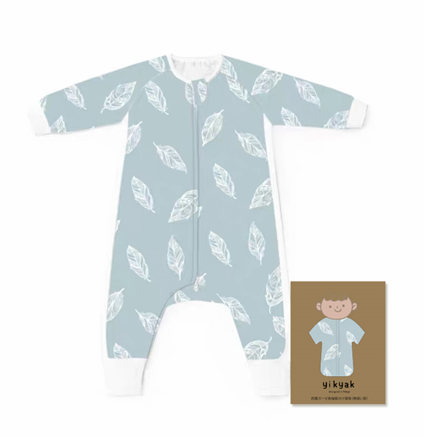 yikyak四層紗布長(zhǎng)袖分腿睡袋(側(cè)拼款) 灰羽.jpg