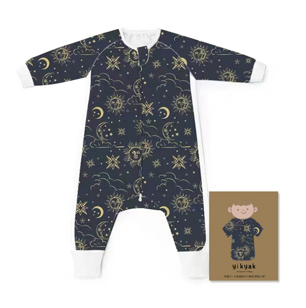 yikyak四層紗布長(zhǎng)袖分腿睡袋(側(cè)拼款) 日月星辰.jpg